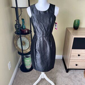 Vince Camuto Leather Like Imprinted Sleeveless Black Dress